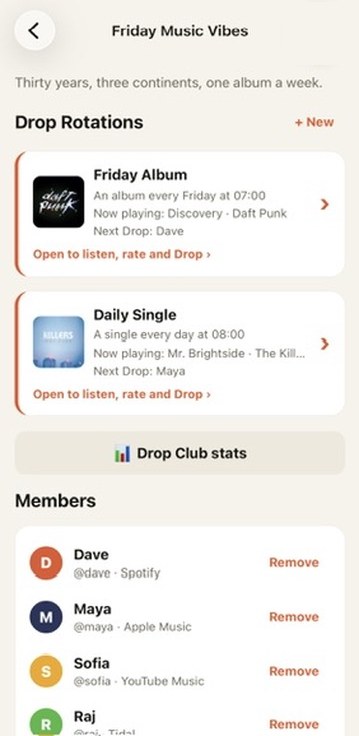 Drop Day screen: One club, many rotations
