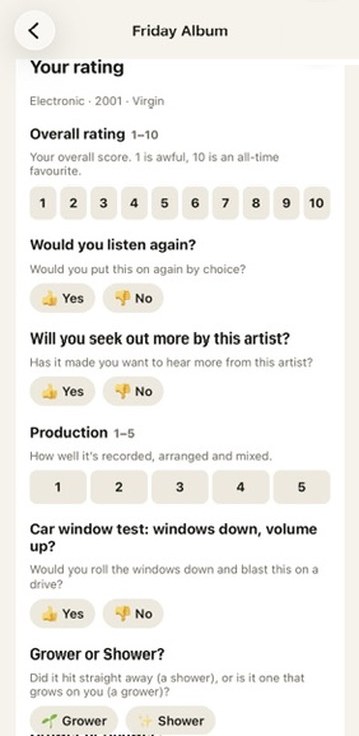 Drop Day screen: Rate it your way